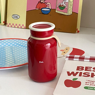 fun~新年正红色保温杯 不锈钢水杯 随行杯礼物冬季公司年会礼物
