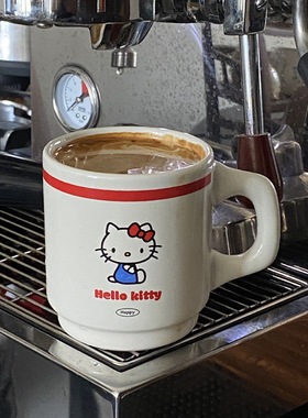中古风可爱kt猫陶瓷马克 创意卡通猫咪咖啡杯米菲兔情侣水杯340ml