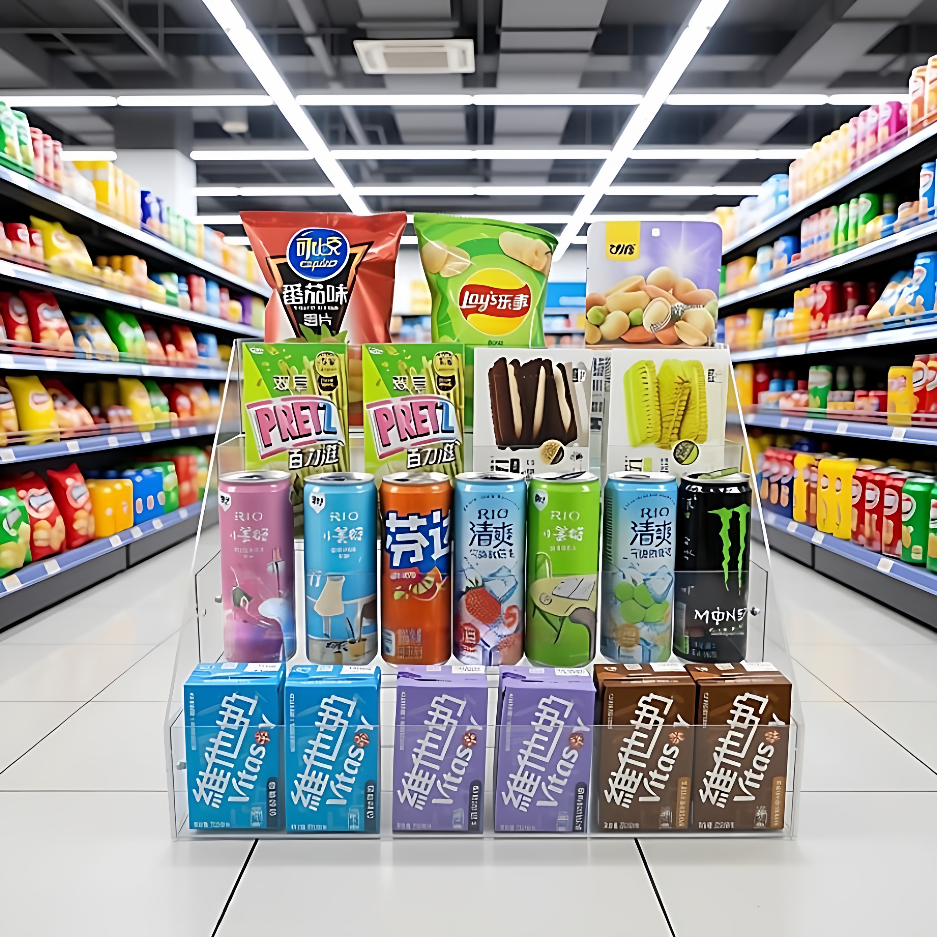 多层便利店饮料零售亚克力展示架