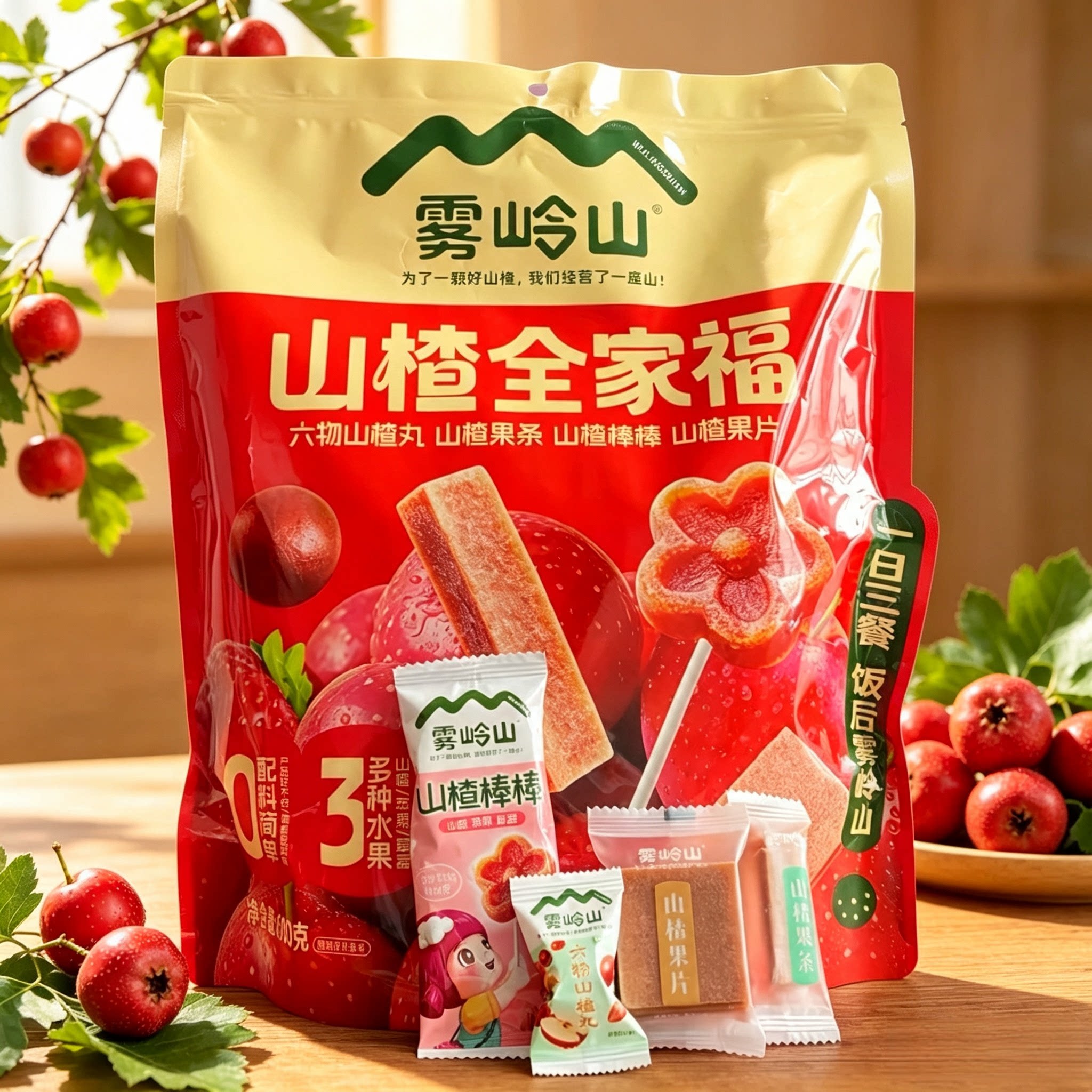雾岭山山楂全家福六物山楂丸山楂果片山楂棒棒零食大礼包独立包装