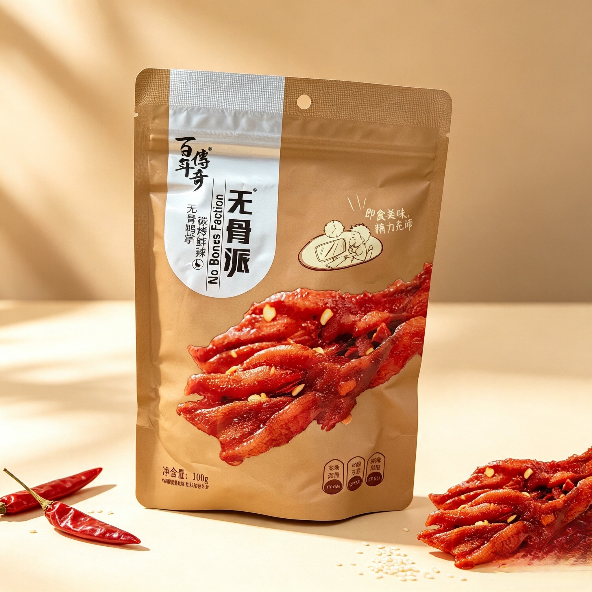 百年传奇无骨鸭掌即食鸭掌脱骨鸭脚鲜辣零食休闲追剧解馋小吃