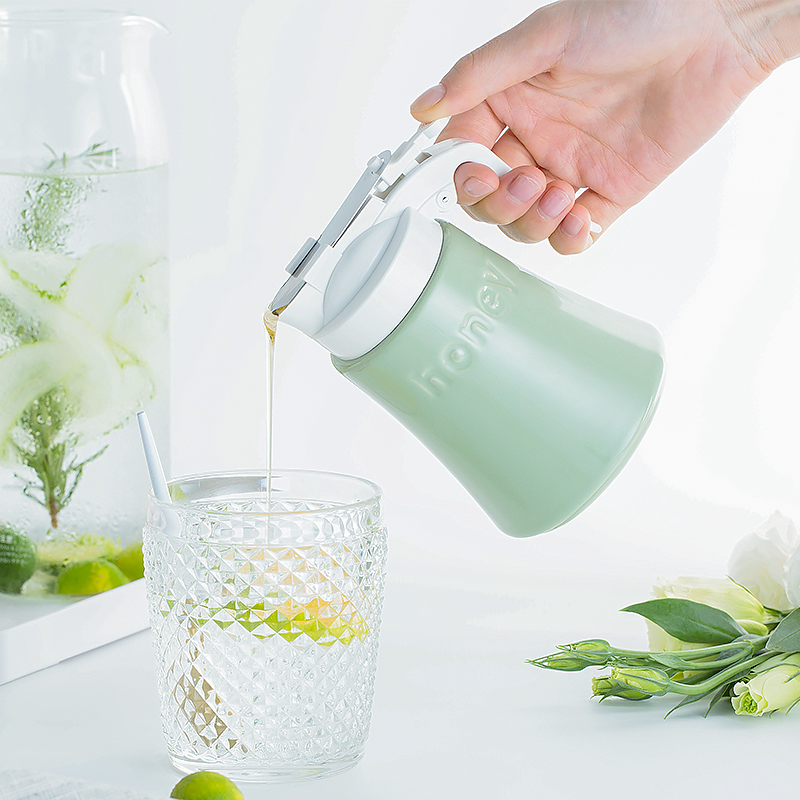 日本进口Zero Japan 陶瓷蜂蜜罐密封罐按压式液体蜂蜜瓶收纳罐