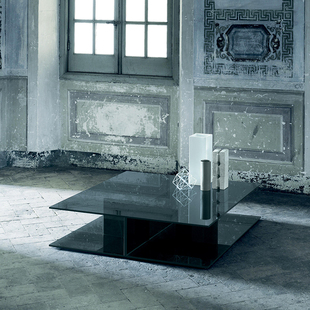 GLAS BEAM系列工字型矮茶几长凳钢化玻璃艺术装 饰品家居 ITALIA