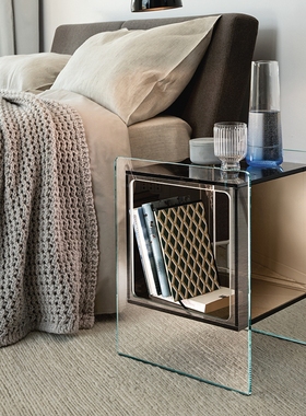 意大利进口Fiam Magique现代简约玻璃床头柜沙发边几浴室置物柜子