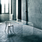Ponte系列超轻条纹玻璃咖啡桌茶几写字桌 Ghiacciolo GLAS ITALIA
