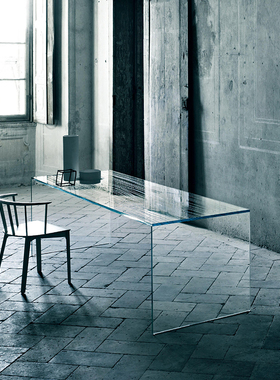 GLAS ITALIA Ghiacciolo Ponte系列超轻条纹玻璃咖啡桌茶几写字桌
