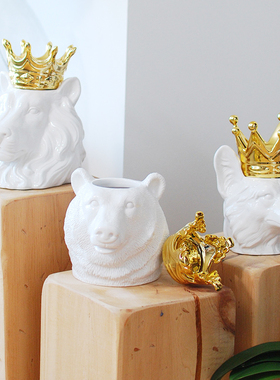 加拿大Imm Living 皇室首饰收纳罐首饰架创意礼物摆件狮子款