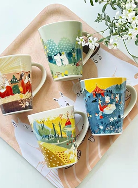 yamaka moomin创意卡通陶瓷马克杯家用咖啡杯餐盘水果盘