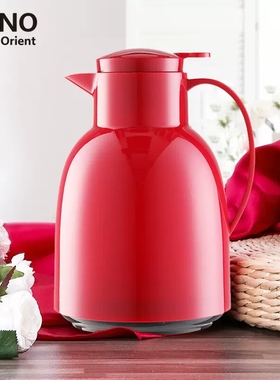 VONO家用保温壶玻璃内胆红色按压式热水瓶高档暖水壶大容量1000ml