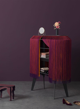 法国IBRIDE羊驼流苏储物柜床头柜单门玄关柜收纳柜豪华展示酒柜