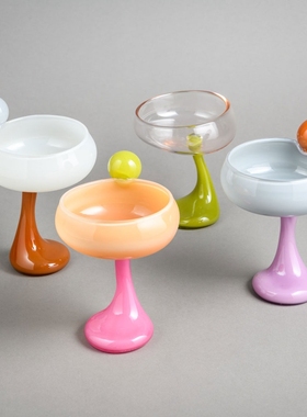 丹麦进口Helle Mardahl 鸡尾酒杯冰淇淋甜点杯酸奶杯彩色玻璃杯子