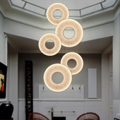 dix 法国进口Dix heures 现代简约别墅客厅餐厅灯挑空布艺LED吊灯