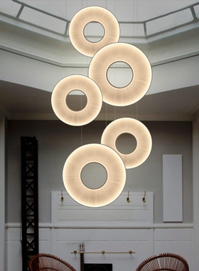 法国进口Dix heures dix 现代简约别墅客厅餐厅灯挑空布艺LED吊灯