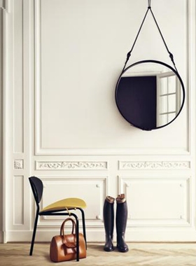 丹麦Gubi Adnet Mirror 圆形壁镜挂镜桌镜装饰镜黑色