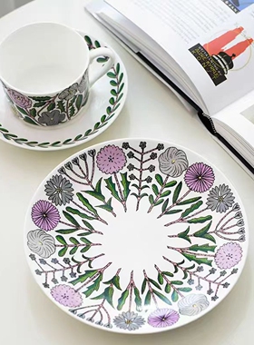 瑞典进口Gustafsberg花卉图案咖啡杯碟套装陶瓷家用餐具盘水果盘
