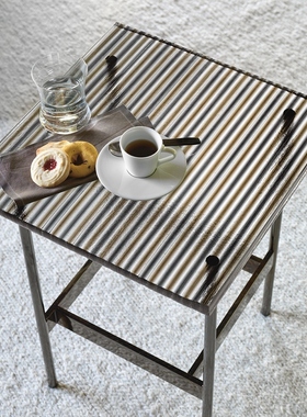 意大利进口Fiam wave 条纹格栅玻璃艺术沙发茶几边几咖啡桌写字桌