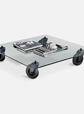 意大利FontanaArte Tavolo Con Ruote by Gae 玻璃转轮茶几收纳