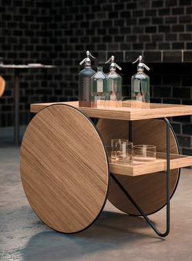 意大利Casamania Chariot 家用客厅可黑色移动小推车茶几边几边桌