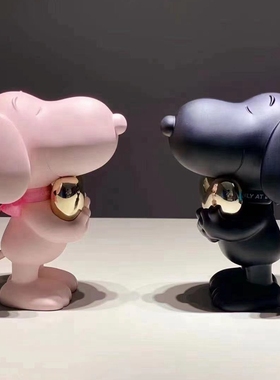 Leblon Delienne可爱粉色史努比摆件个性公仔桌面摆放手办装饰品