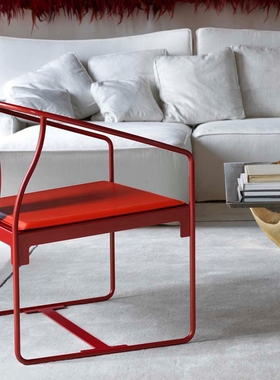 意大利进口Driade MINGX 中式马鞍皮圈椅扶手椅餐椅会客椅