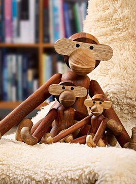 Rosendahl丹麦Kay Bojesen桌面木猴子摆件木质装饰室内家居摆饰品