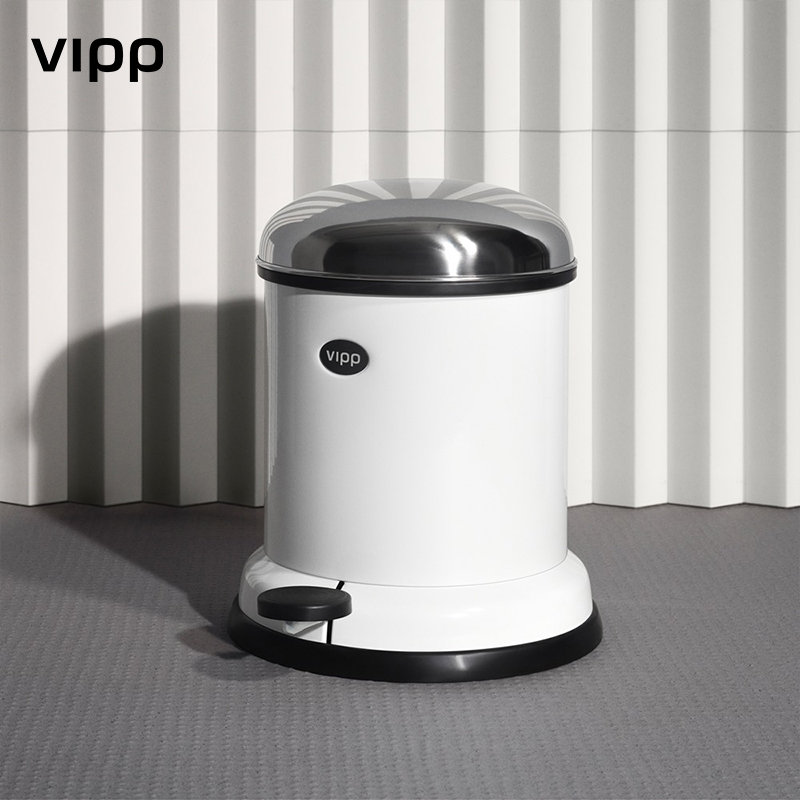 全球奢品Vipp圆形脚踏式垃圾桶4L