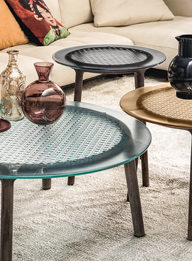 意大利进口Fiam Cannage现代简约咖啡桌客厅书房玻璃茶几边几边桌