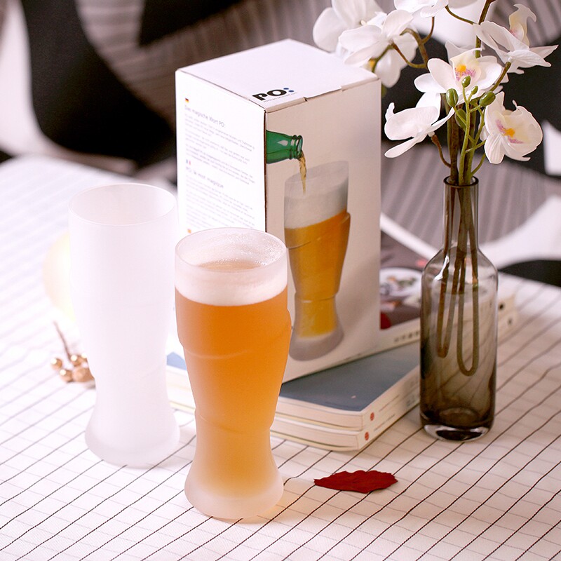 丹麦PO大容量啤酒杯3D玻璃杯ins果汁杯高颜值氛围感家用饮酒酒杯