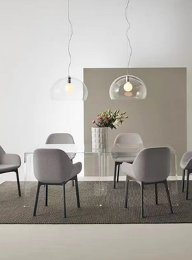 意大利Kartell现代简约灰色餐椅轻奢别墅客厅单人沙发椅休闲椅