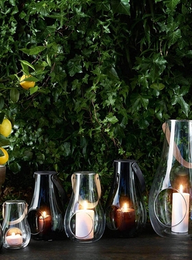 丹麦Holmegaard Lanterns无铅透明玻璃灯笼烛台 花器