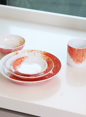 AWASAKA现代简约水彩墨韵餐盘碟子客厅装饰盘马克杯餐碗