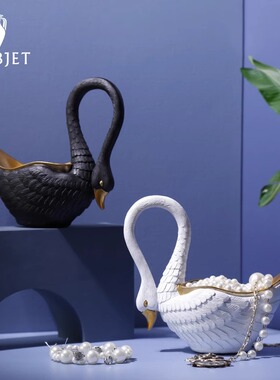 L'OBJET24K金点缀天鹅碗罐装饰罐