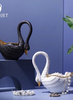 L'OBJET24K金点缀天鹅碗罐装饰罐