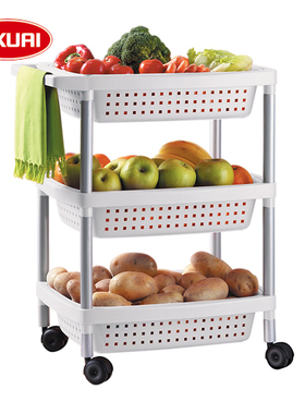 西班牙进口Tatay 厨房白色滑轮车可拆卸水果蔬菜车收纳小推车餐车