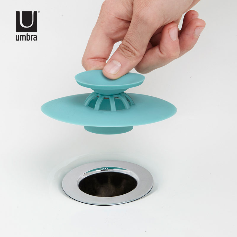 umbra卫生间防堵防臭硅胶地漏盖浴室浴缸水槽防头发毛发下水道盖