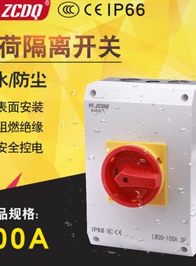 LW30-100A负荷开关盒密封隔离主控380V设备电源切断IP66表面防水