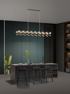 后现代轻奢吊灯北欧简约前台吧台灯别墅洋房覆式楼全铜餐厅吊灯