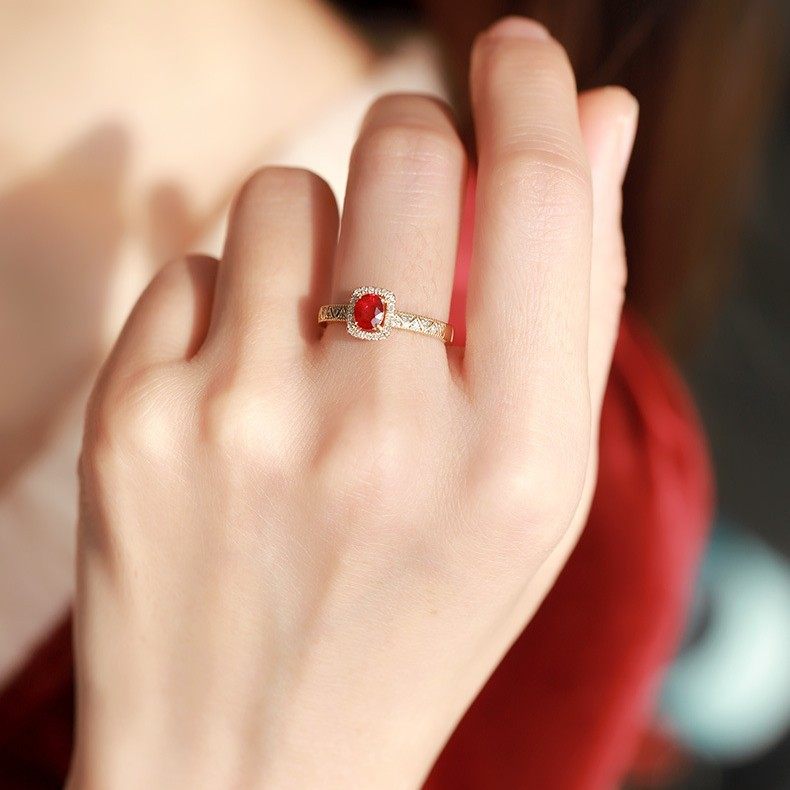 红麋鹿通体复古Ins风戒指女精致麦穗戒壁环幸运个性时尚百搭指环