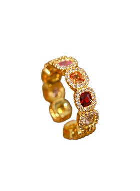 新款彩色小方糖开口戒指女小众轻奢风食指戒精致气质百搭指环