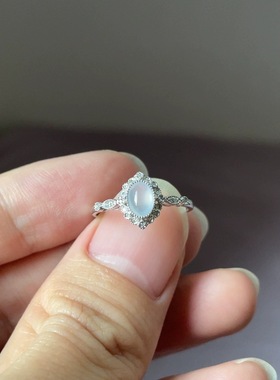 小红书同款金玉阁缅甸翡翠A货天然冰种紫罗兰蛋面简约戒指女