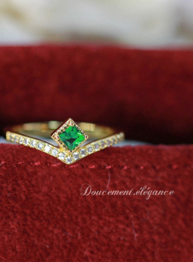 网红直播热卖新品仿真祖母绿碧玺简约开口戒指女 时尚手饰品指环