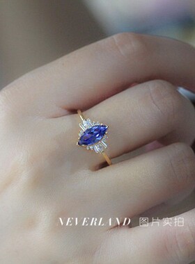 新款小红书同款梦如幻高仿蓝宝石轻奢开口简约百搭高级感戒指