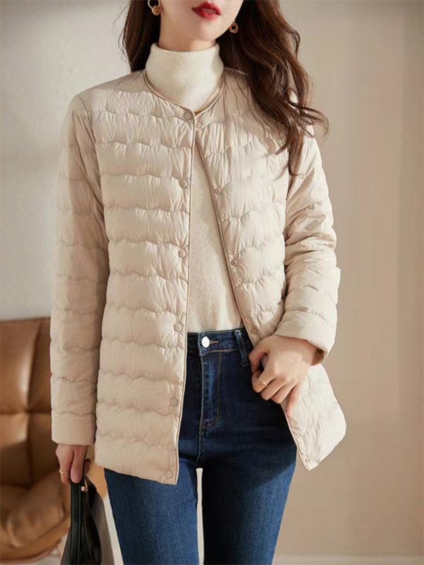 2025年秋冬新款轻薄鹅绒羽绒服女中长款百搭保暖大衣叠穿内胆外套