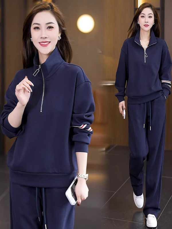 时尚宽松洋气两件套气质大码2025春季春装显瘦减龄运动套装