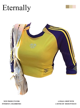 日本offcat2025春夏新款休闲显瘦洋气时尚减龄短款修身上衣黄色