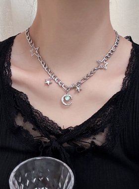 钛钢星星重工项链女甜酷y2k朋克复古小众设计感配饰choker卫衣链