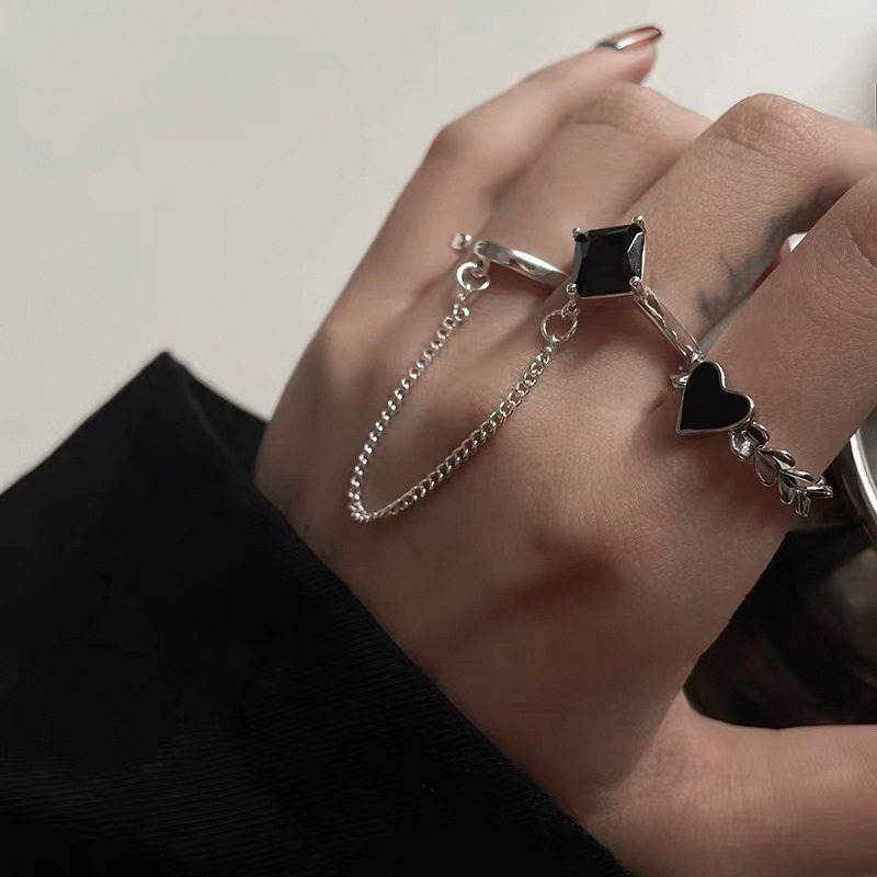 两件套不规则开口可调节水晶戒指女ins冷淡风2022年新款指环配饰