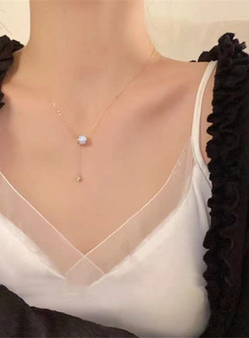 猫眼石小蛮腰高级感毛衣锁骨项链