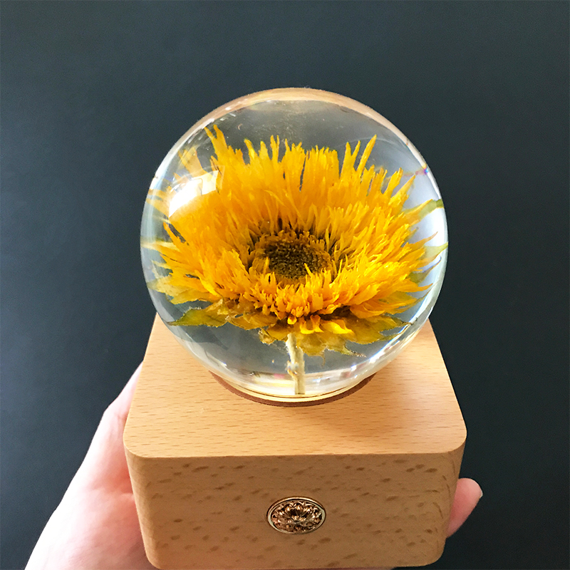 向日葵永生花夜灯水晶球蓝牙音箱摆件标本礼盒送女友闺蜜生日礼物 Mc母婴网