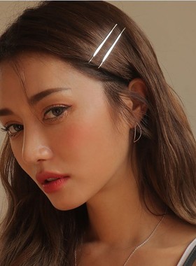 卡子一字夹简约金属发夹银色韩国发卡女前额侧边夹头饰浏海夹气质